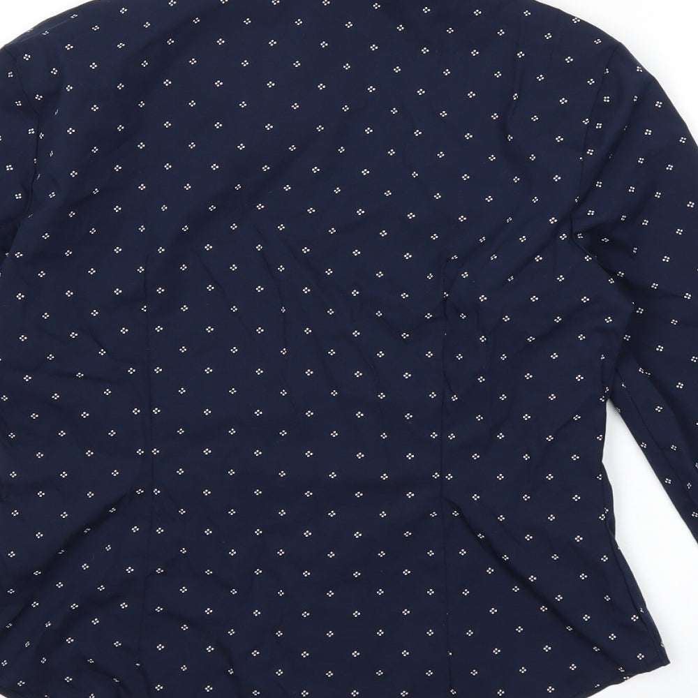 Marks and Spencer Womens Blue Geometric  Basic Button-Up Size 8