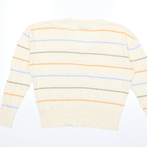 Marks and Spencer Womens Beige Striped Knit Pullover Jumper Size L