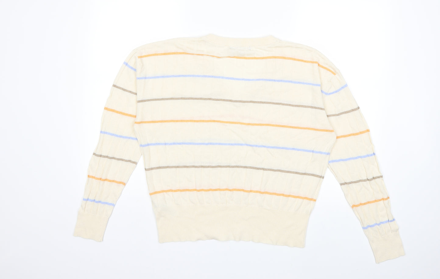 Marks and Spencer Womens Beige Striped Knit Pullover Jumper Size L
