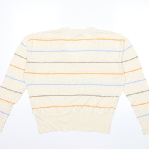 Marks and Spencer Womens Beige Striped Knit Pullover Jumper Size L