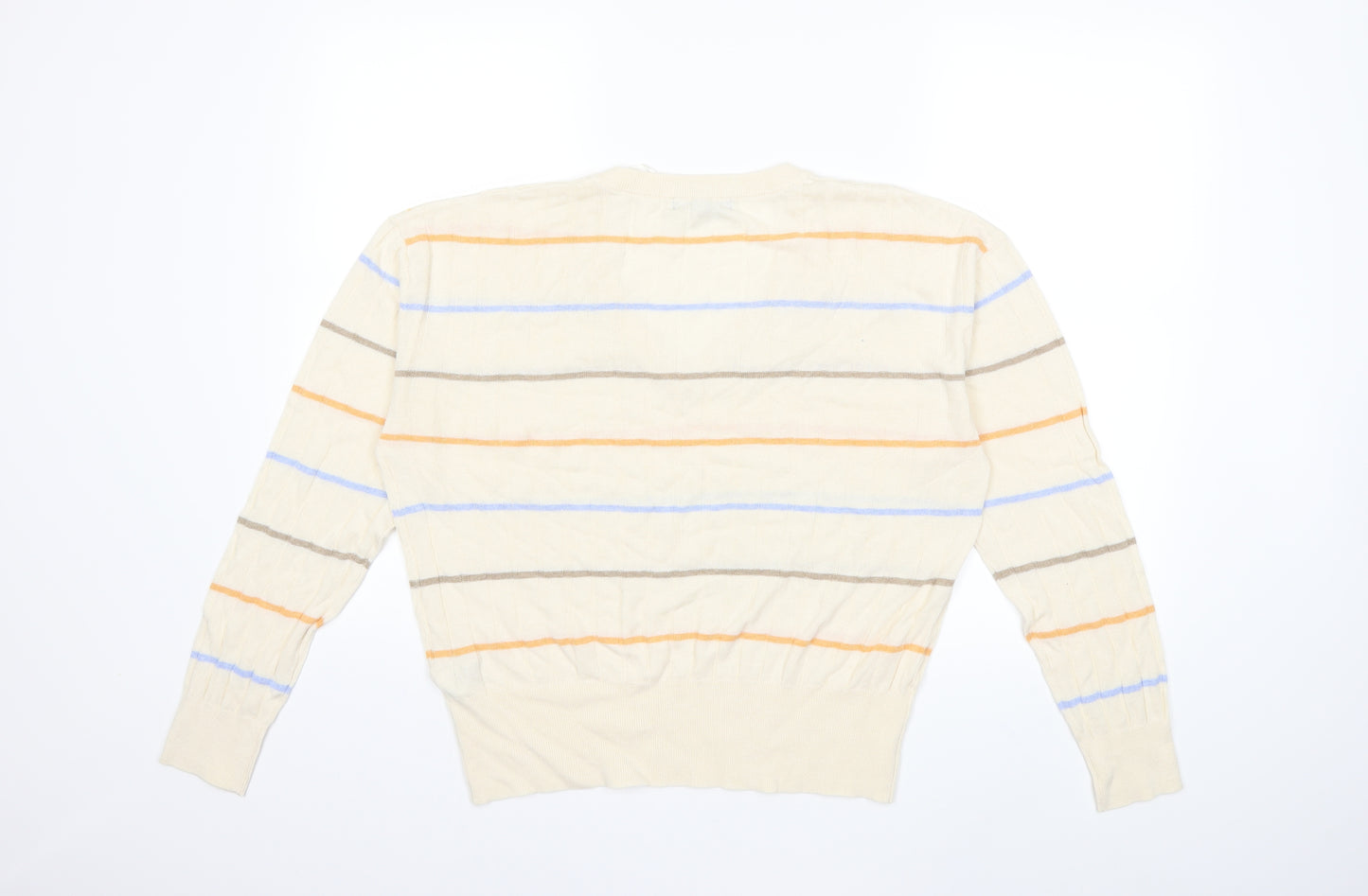 Marks and Spencer Womens Beige Striped Knit Pullover Jumper Size L