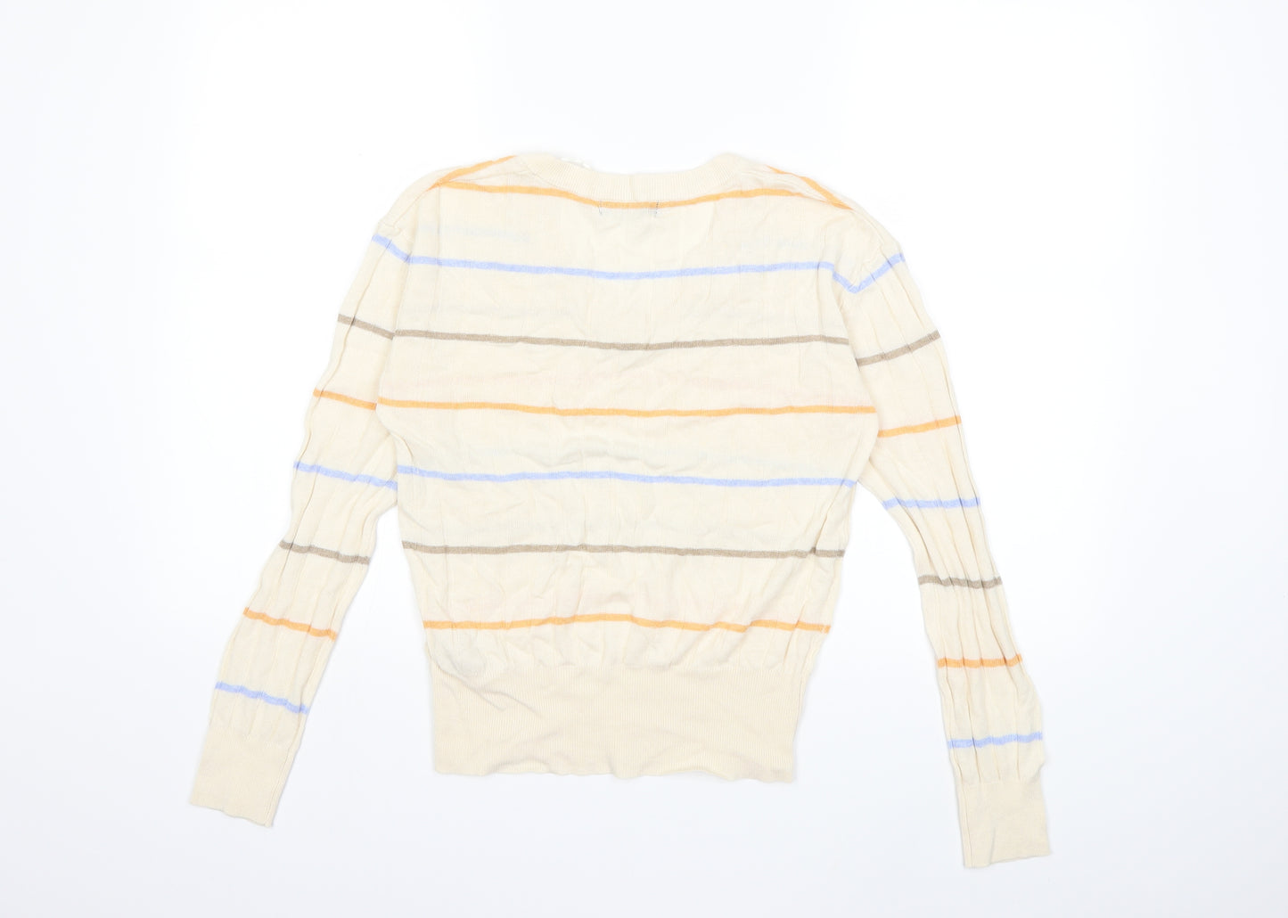 Marks and Spencer Womens Beige Striped Knit Pullover Jumper Size S