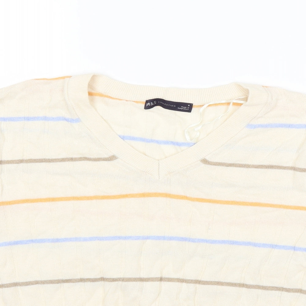 Marks and Spencer Womens Beige Striped Knit Pullover Jumper Size S