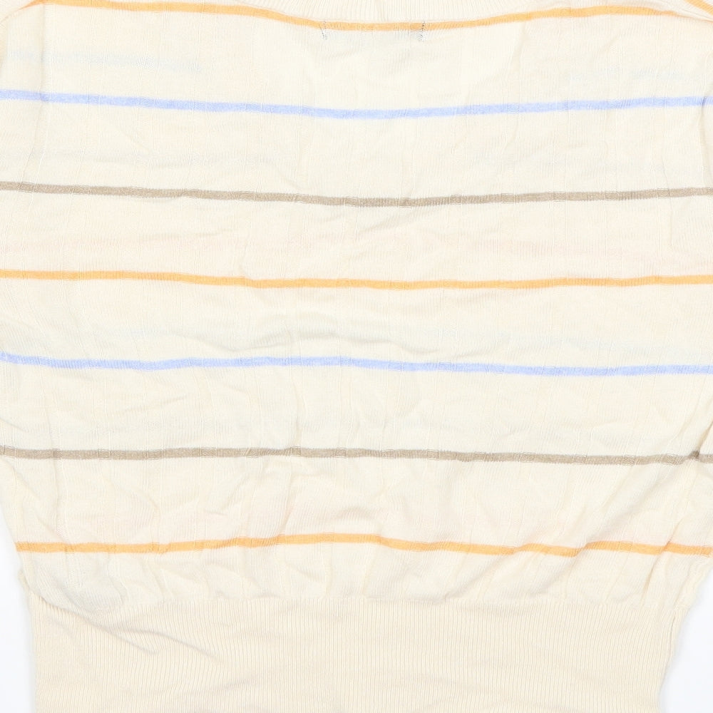 Marks and Spencer Womens Beige Striped Knit Pullover Jumper Size S