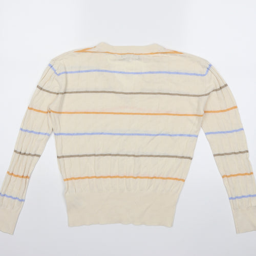 Marks and Spencer Womens White Striped Knit Pullover Jumper Size S