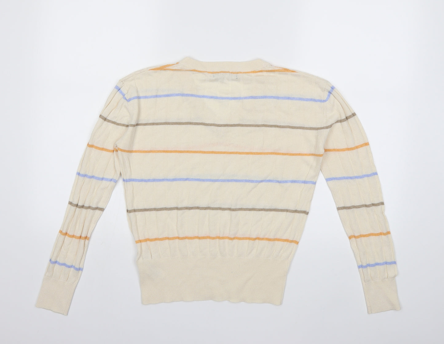 Marks and Spencer Womens White Striped Knit Pullover Jumper Size S