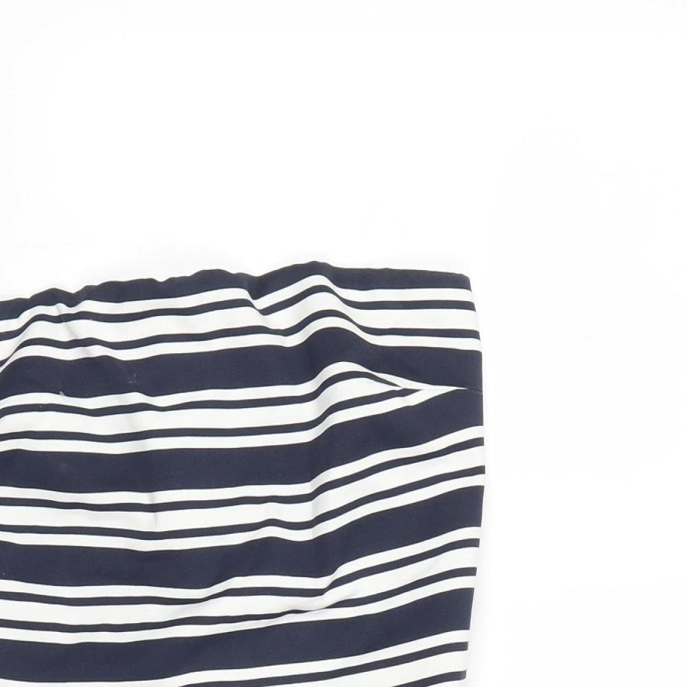 Zara Womens Blue Striped  Playsuit One-Piece Size M