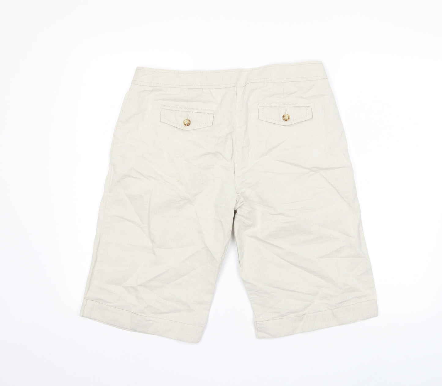 Marks and Spencer Womens Beige   Chino Shorts Size 14