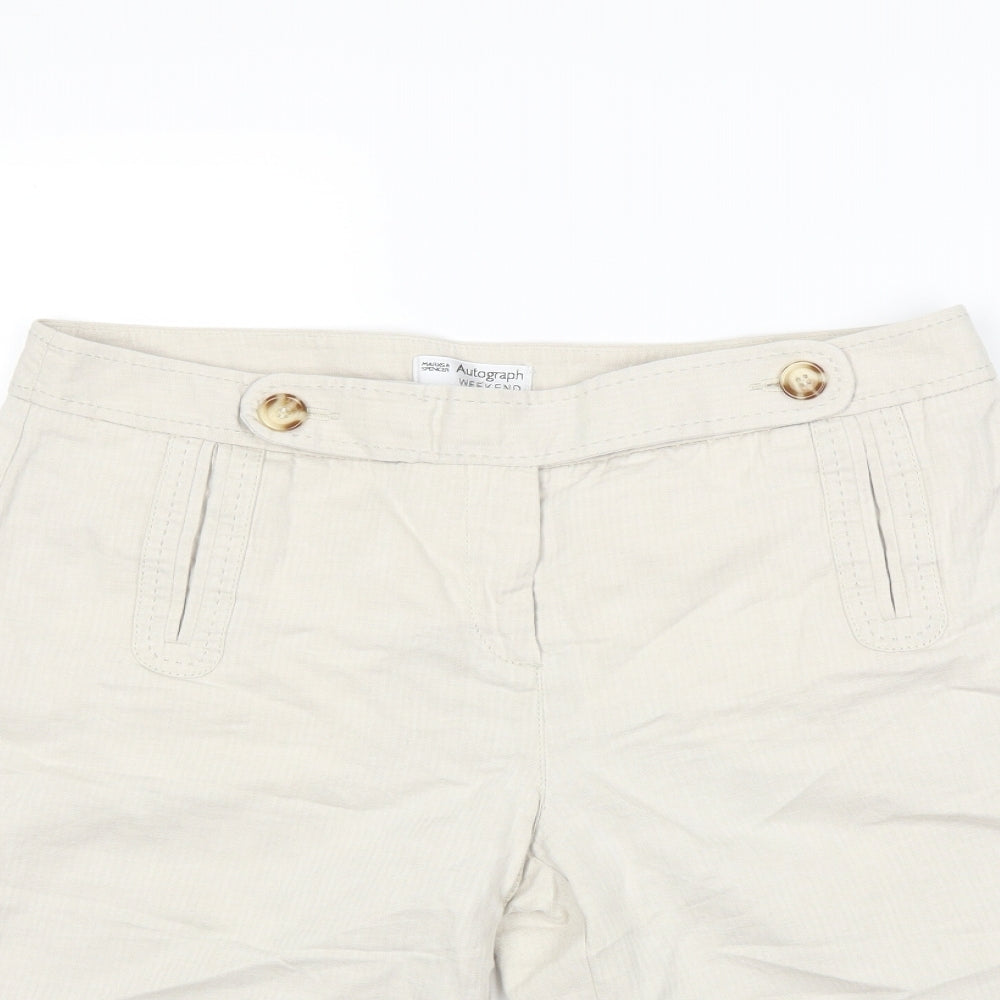 Marks and Spencer Womens Beige   Chino Shorts Size 14