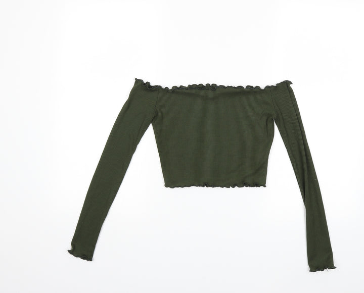 PRETTYLITTLETHING Womens Green Basic Blouse Size 4