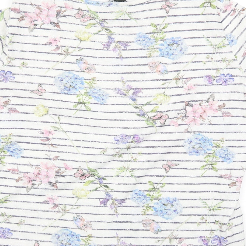 Bonmarché Womens White Striped  Pullover Jumper Size 16