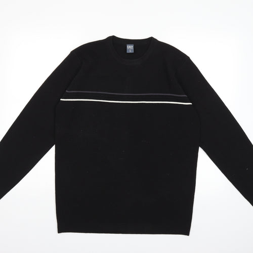 Easy Mens Black  Knit Pullover Jumper Size M