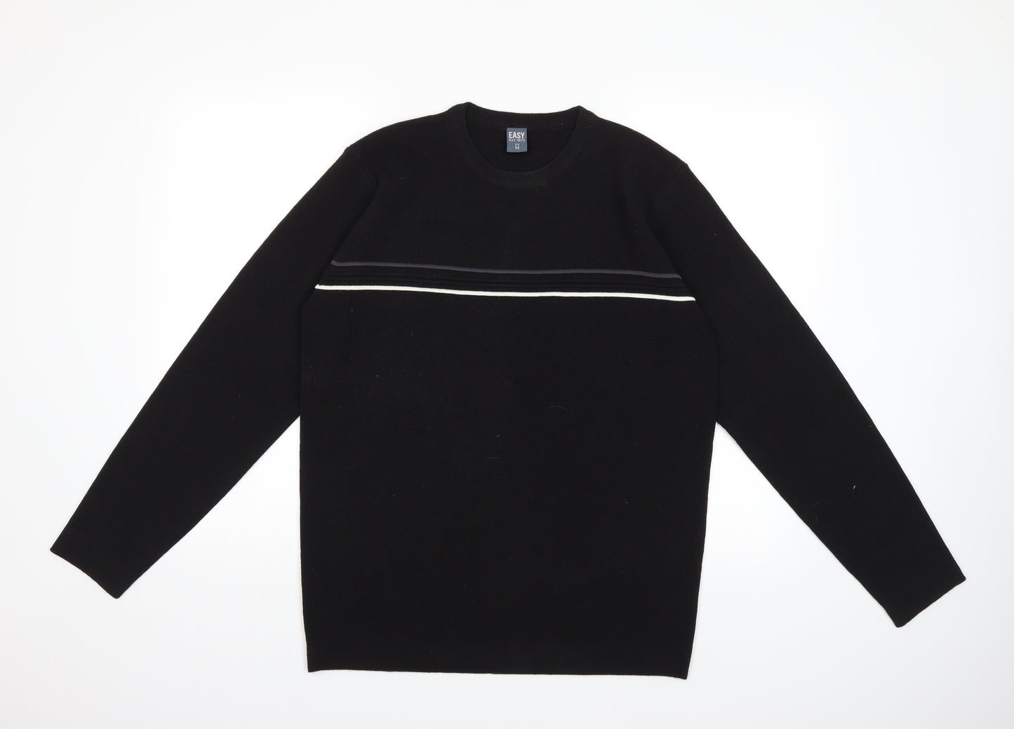 Easy Mens Black  Knit Pullover Jumper Size M