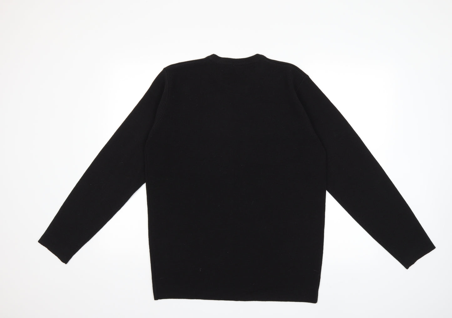 Easy Mens Black  Knit Pullover Jumper Size M