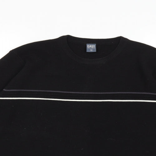 Easy Mens Black  Knit Pullover Jumper Size M