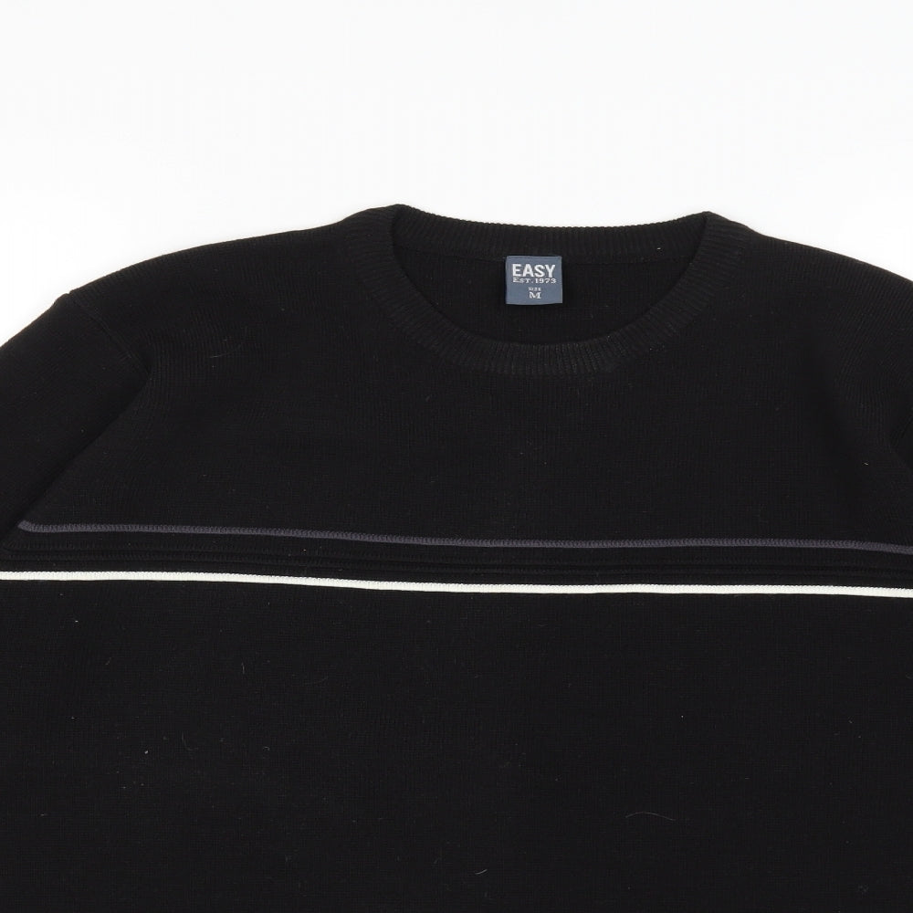 Easy Mens Black  Knit Pullover Jumper Size M