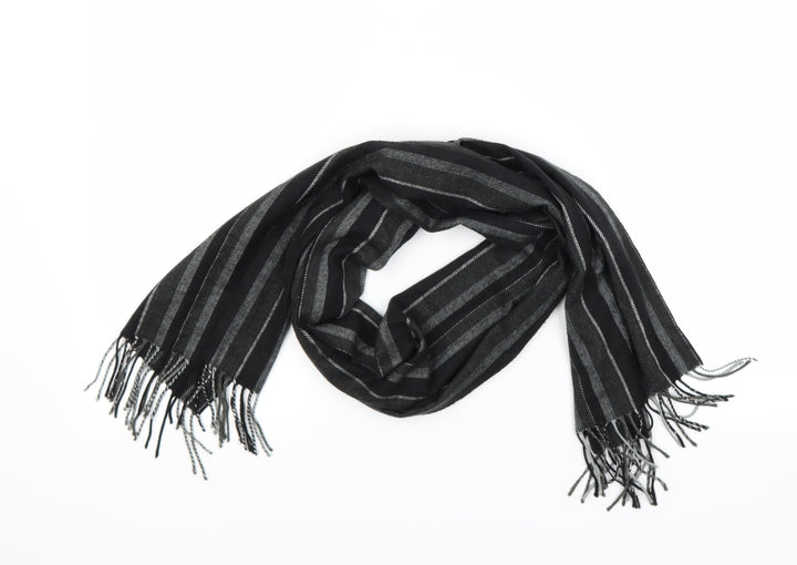 John Ashford Unisex Grey Striped Scarf Size Regular