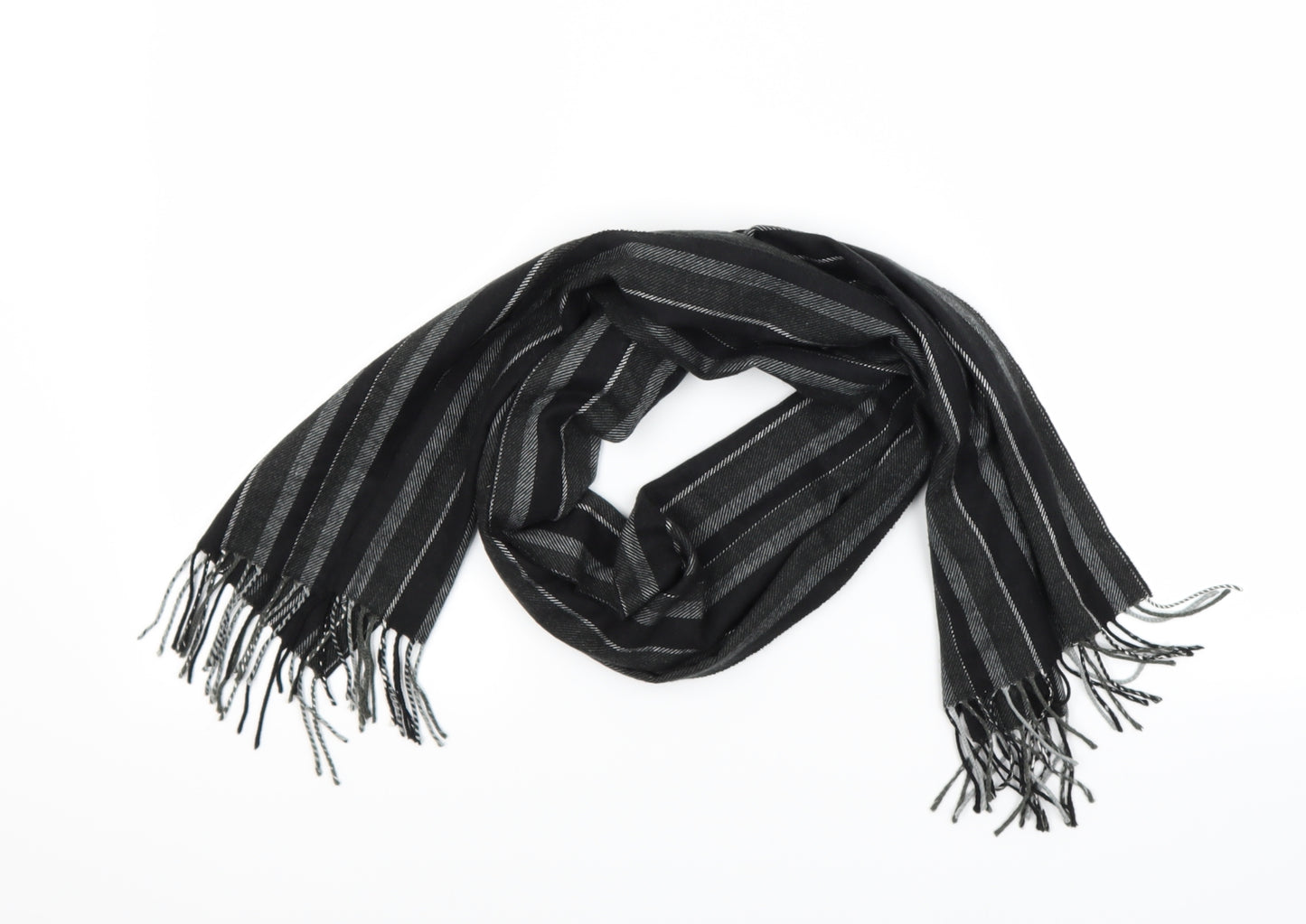 John Ashford Unisex Grey Striped  Scarf  Size Regular