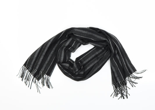 Front view of John Ashford unisex grey striped scarf size regular