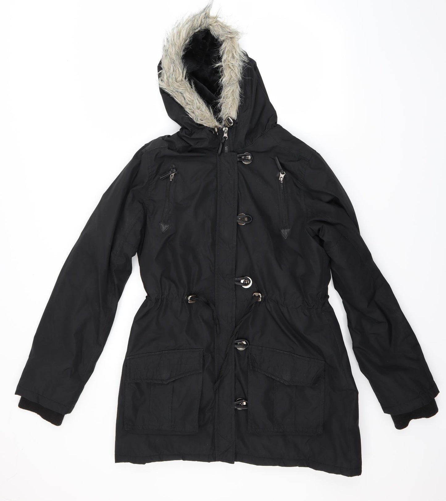 Fluid Womens Black   Parka Coat Size 12