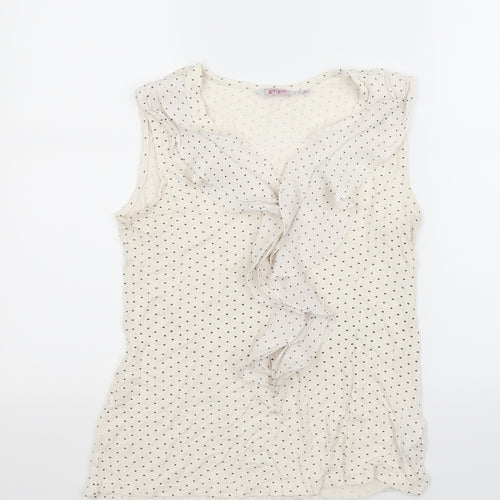 ginger Womens White Polka Dot  Basic T-Shirt Size M