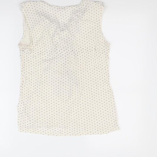 ginger Womens White Polka Dot  Basic T-Shirt Size M