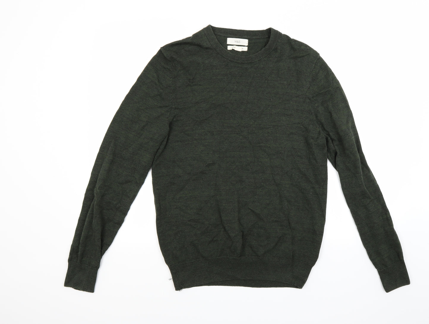 Marks and Spencer Mens Green   Henley Jumper Size M