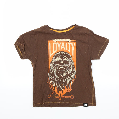 Disney Boys Brown   Basic T-Shirt Size 7-8 Years  - Star wars