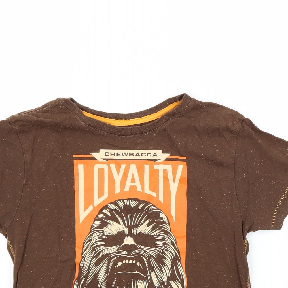 Disney Boys Brown   Basic T-Shirt Size 7-8 Years  - Star wars
