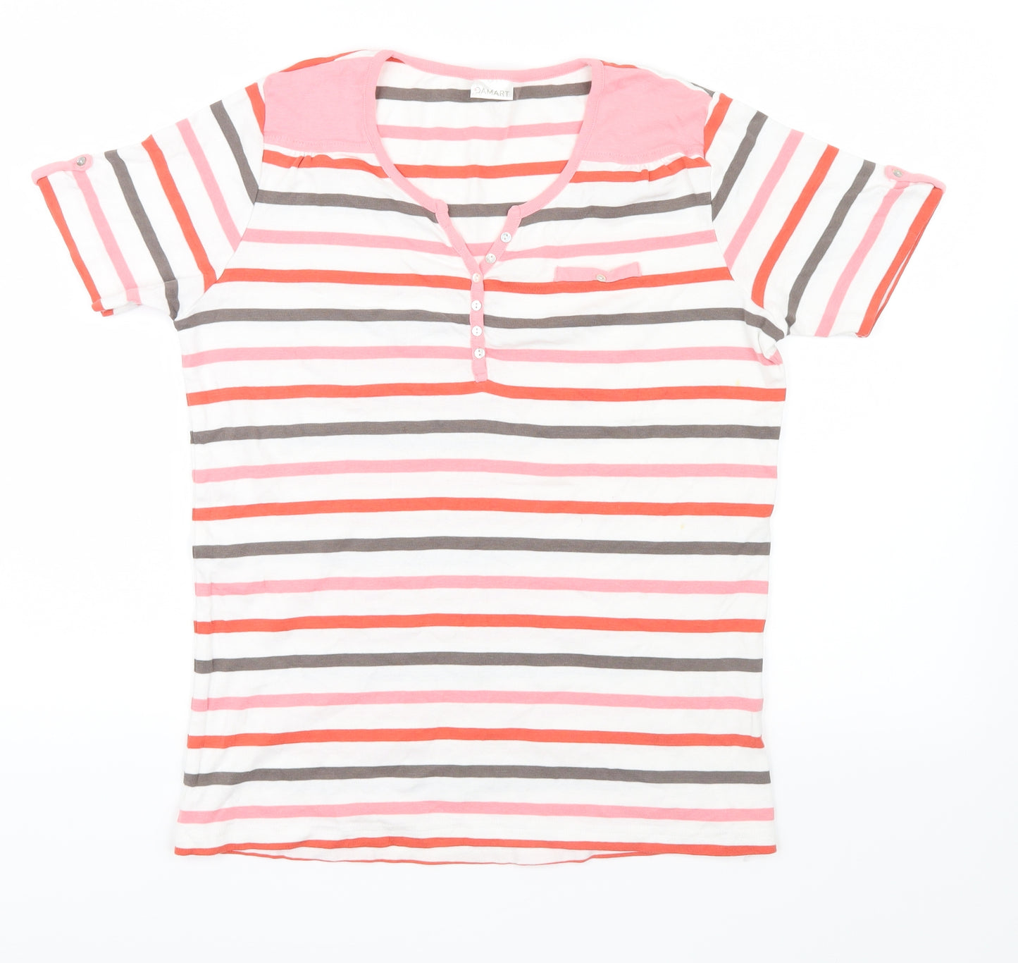 Damart Womens Pink Striped  Basic T-Shirt Size 14
