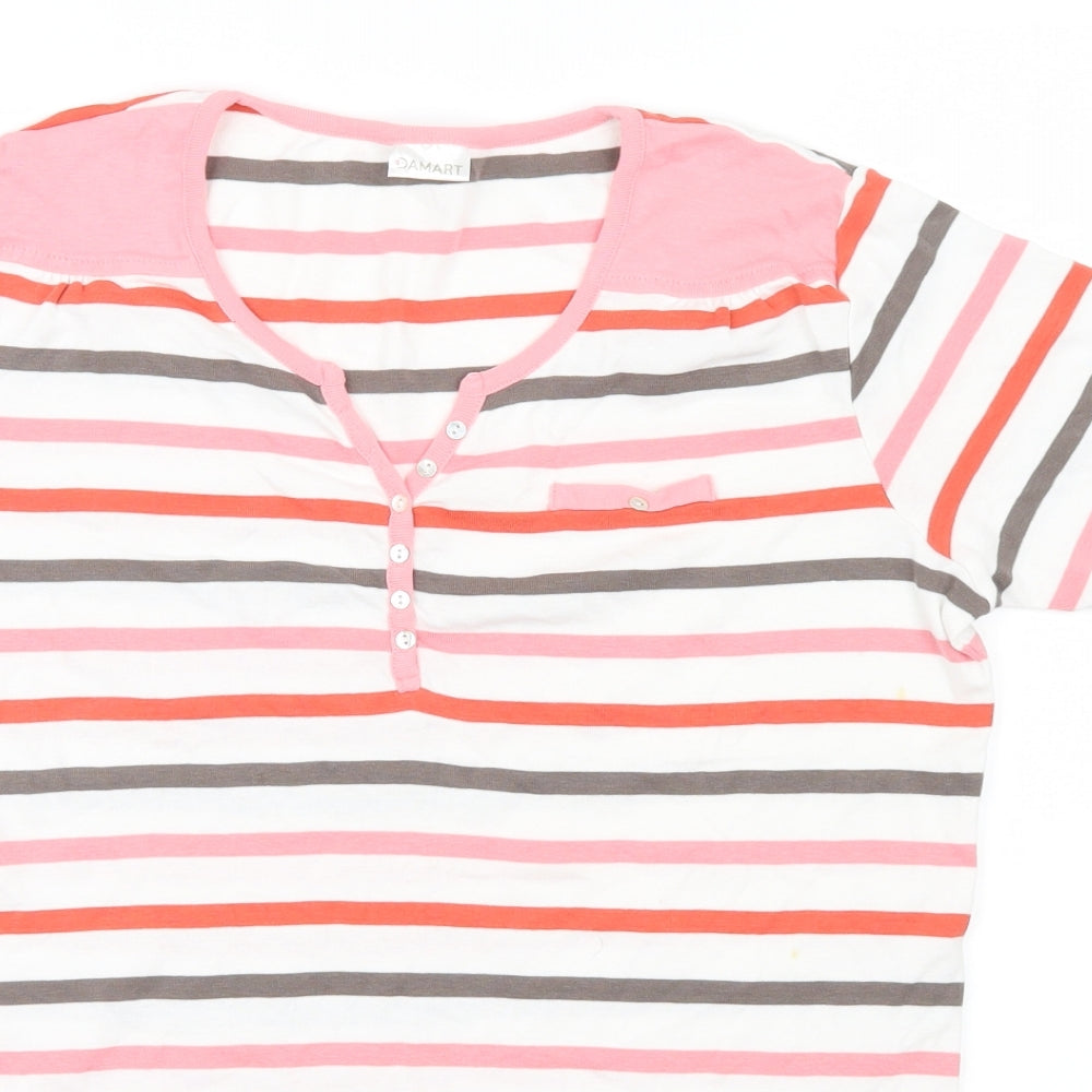 Damart Womens Pink Striped  Basic T-Shirt Size 14