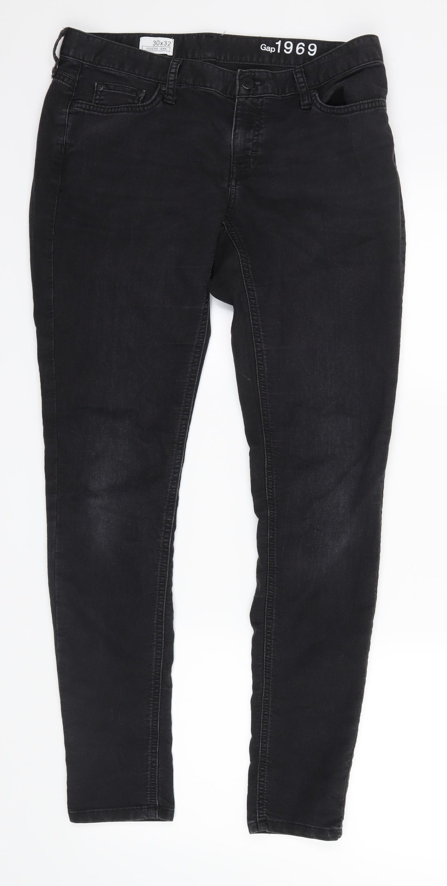 Gap 1969 Womens Black  Denim Straight Jeans Size 32 in L30 in