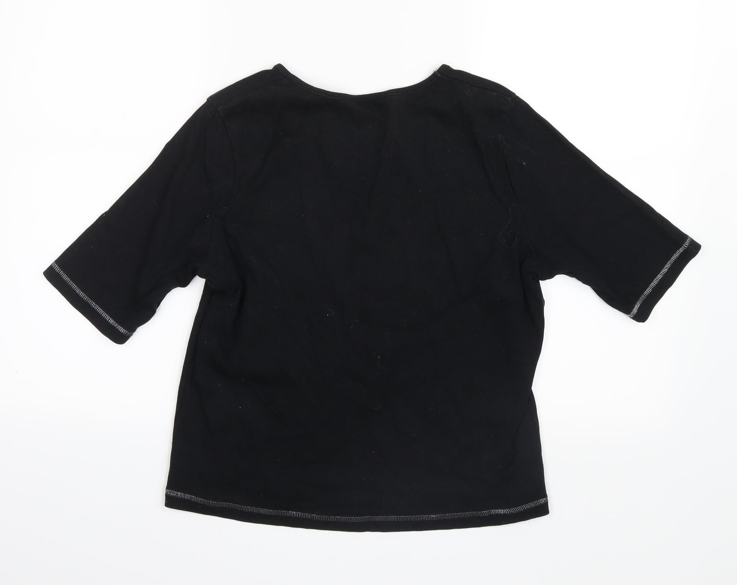 Marks and Spencer Womens Black   Basic T-Shirt Size 14  - Flower print