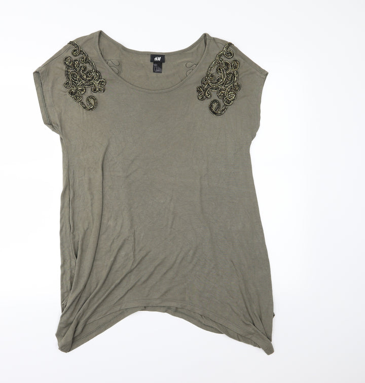 H&M Womens Green Jersey Basic T-Shirt Size M