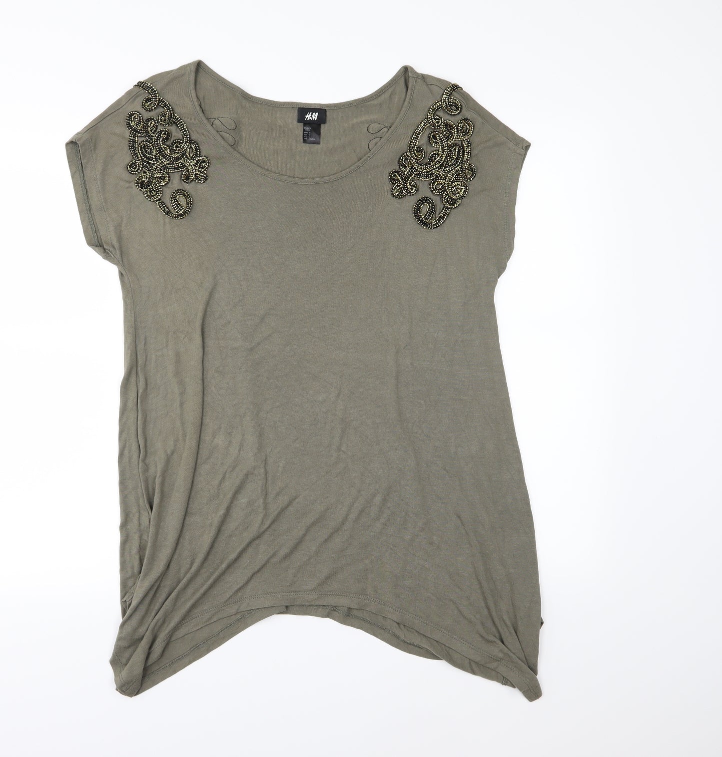 H&M Womens Green  Jersey Basic T-Shirt Size M
