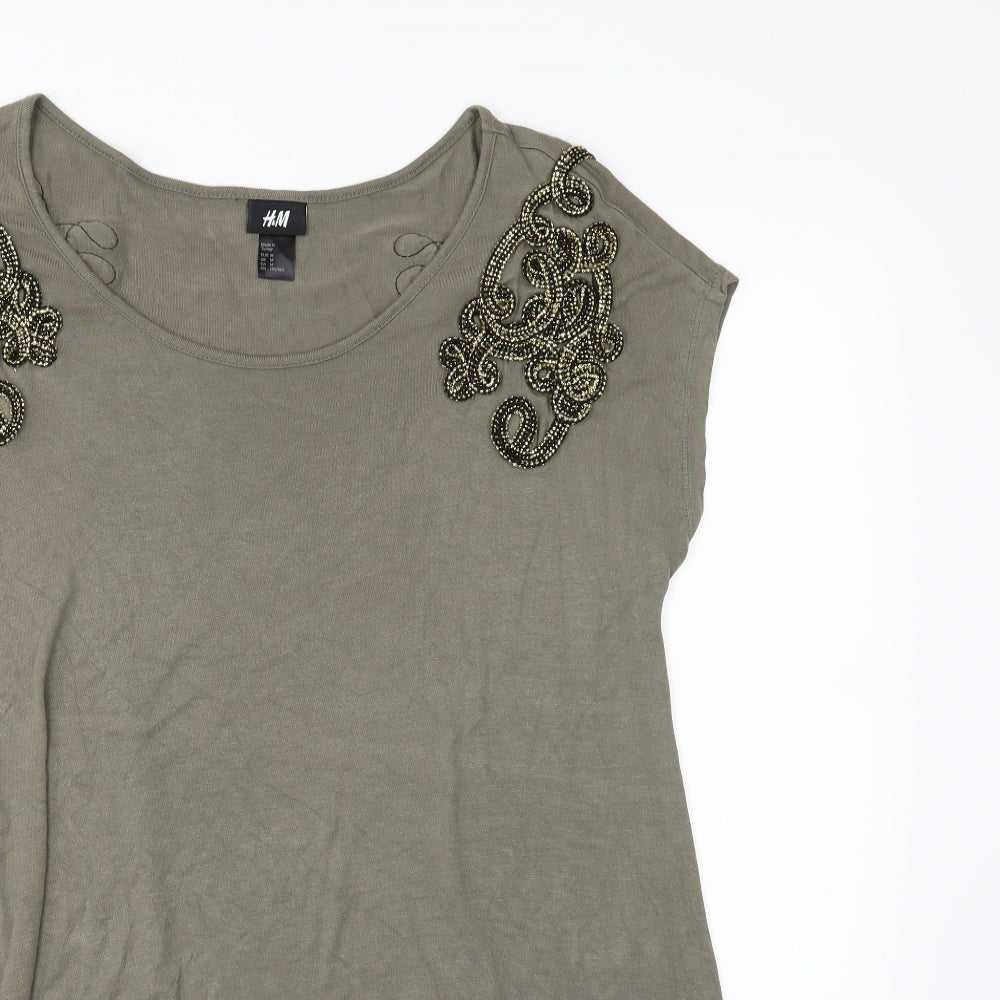 H&M Womens Green  Jersey Basic T-Shirt Size M