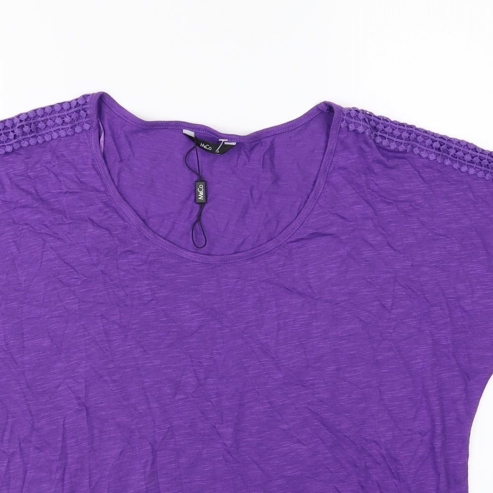 M&Co Womens Purple  Jersey Basic T-Shirt Size 14