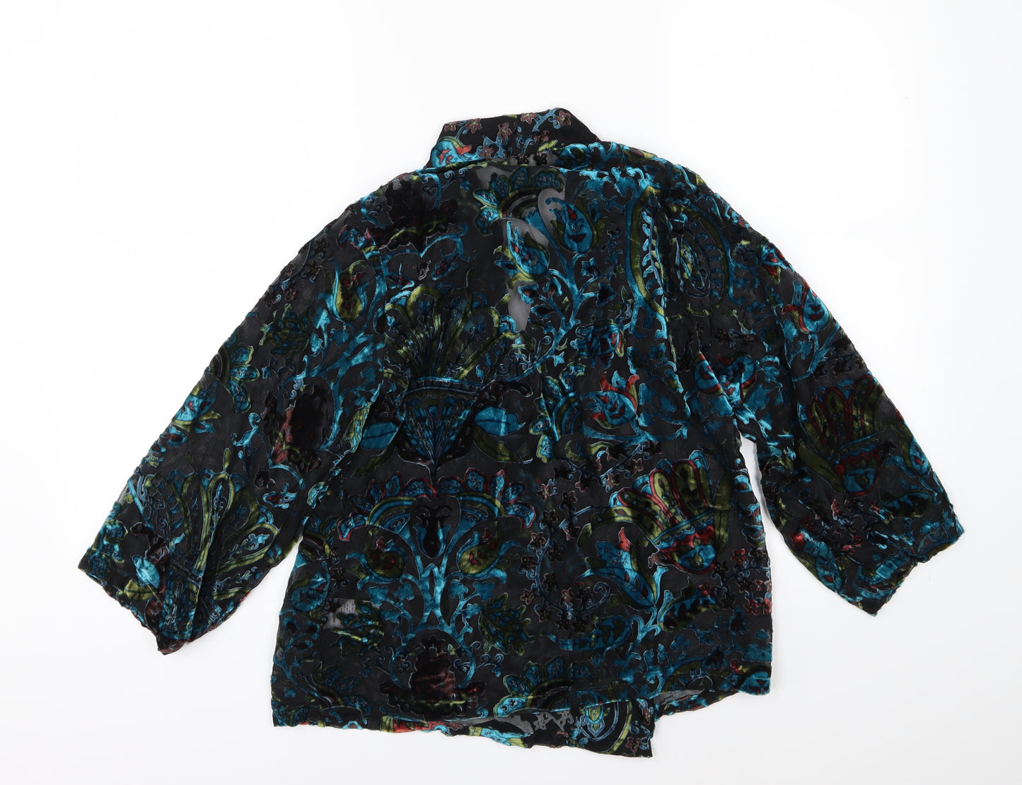 Seen Worn Kept Womens Blue Paisley Velour Wrap Blouse Size 6