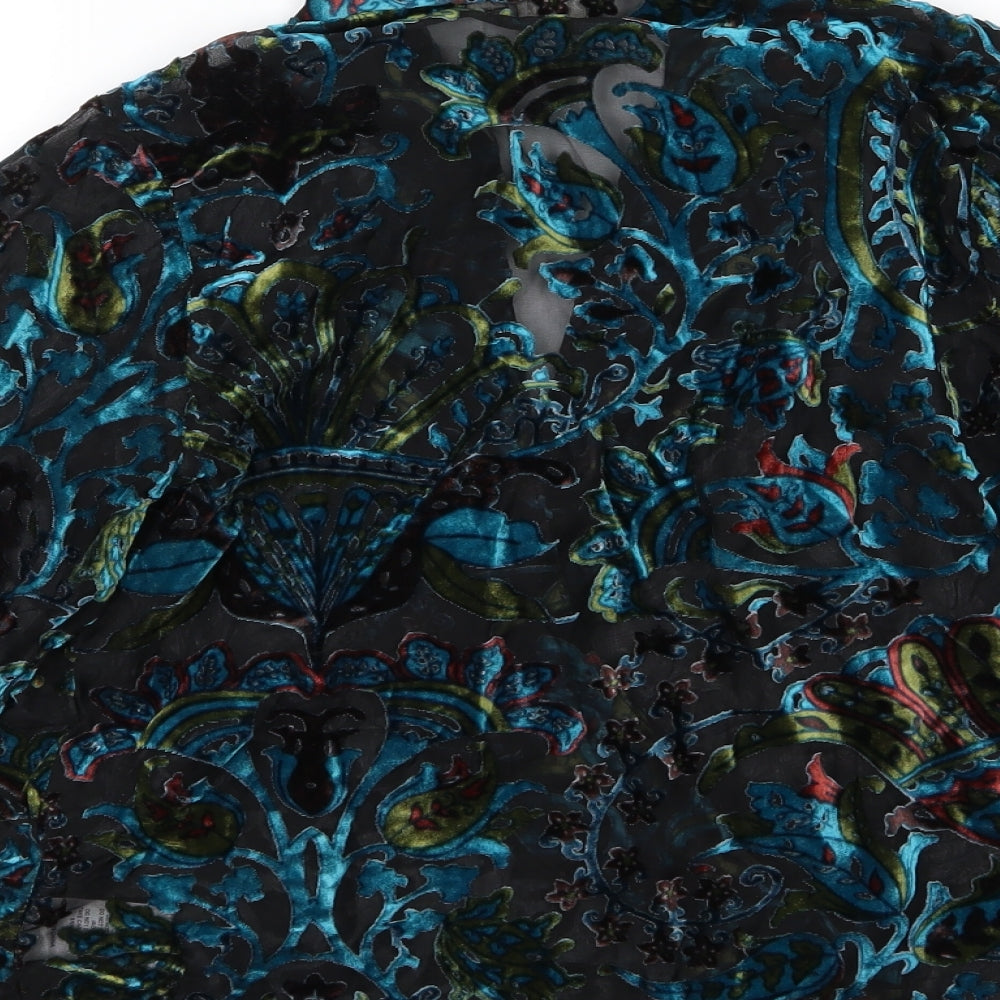 Seen Worn Kept Womens Blue Paisley Velour Wrap Blouse Size 6