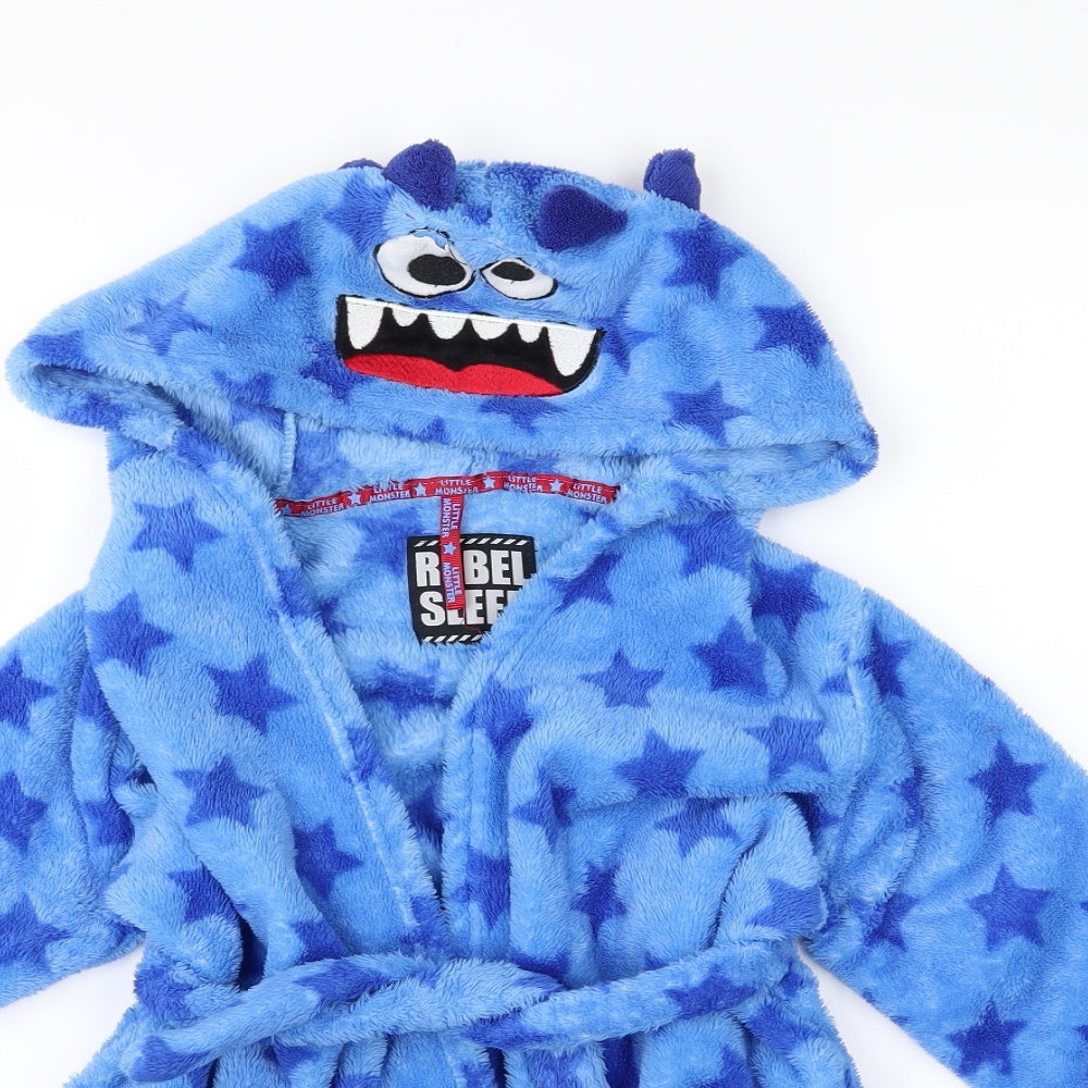 Primark Boys Blue  Fleece  Gown Size 3-4 Years  - Monster