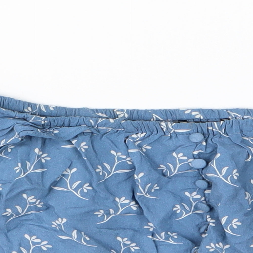 New Look Womens Blue Floral Jersey Basic T-Shirt Size 10