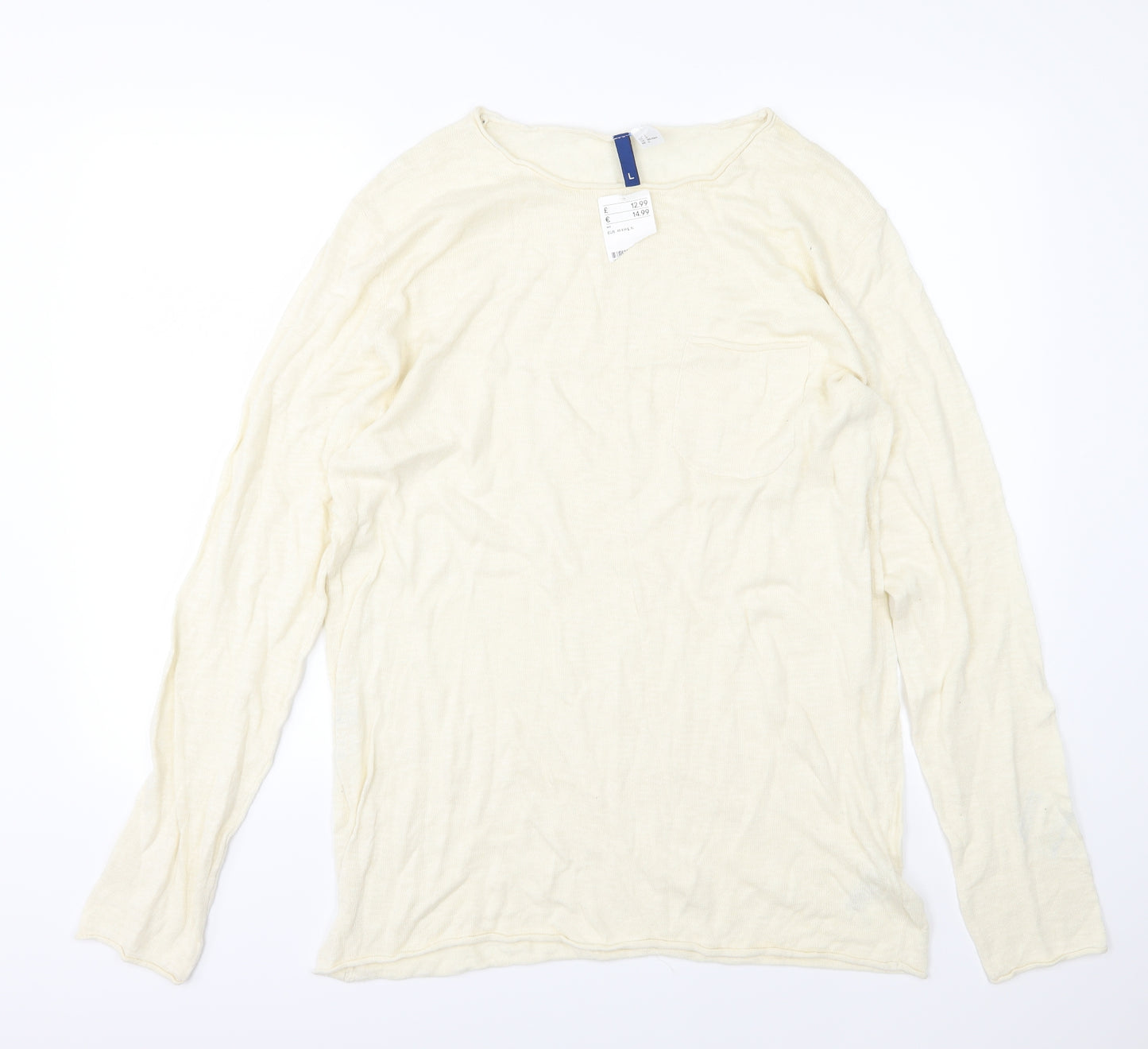Divided by H&M Mens Ivory  Knit Pullover Jumper Size L