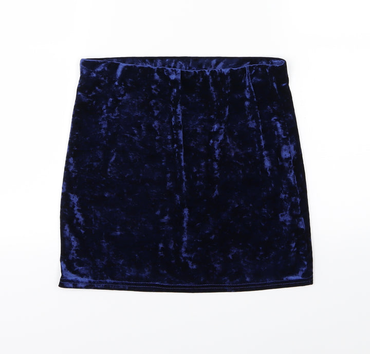 Primark Womens Blue Velour Bandage Skirt Size 8
