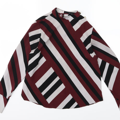 Primark Womens Red Striped Chiffon Basic Blouse Size 6