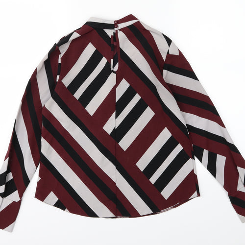 Primark Womens Red Striped Chiffon Basic Blouse Size 6