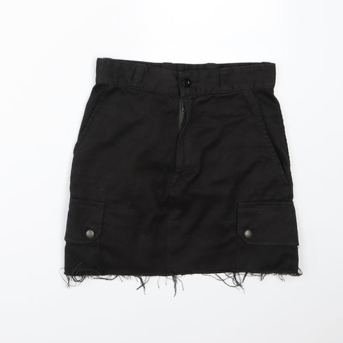 Preworn Womens Black  Denim A-Line Skirt Size 26 in
