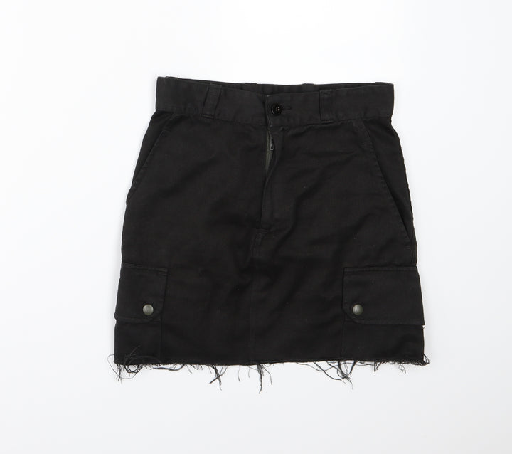 Preworn Womens Black Denim A-Line Skirt Size 26 in