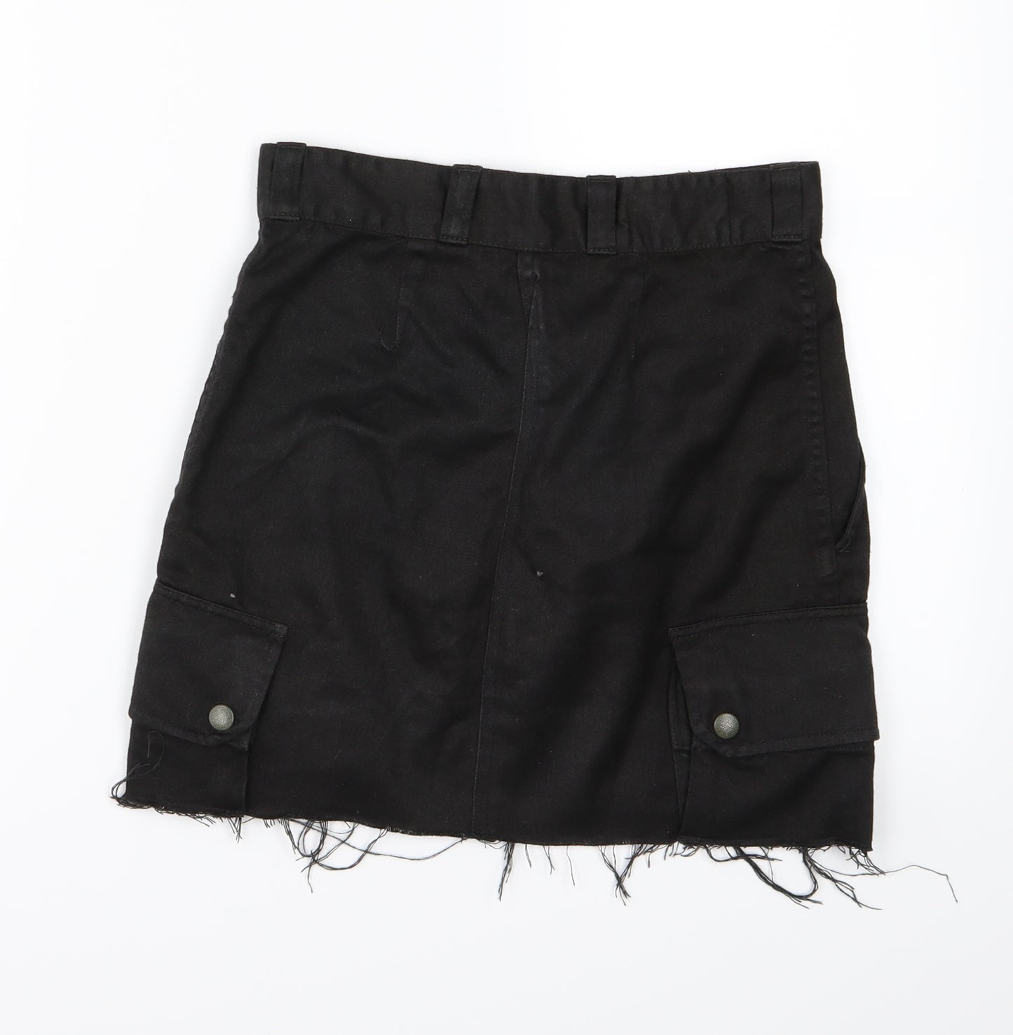Preworn Womens Black  Denim A-Line Skirt Size 26 in