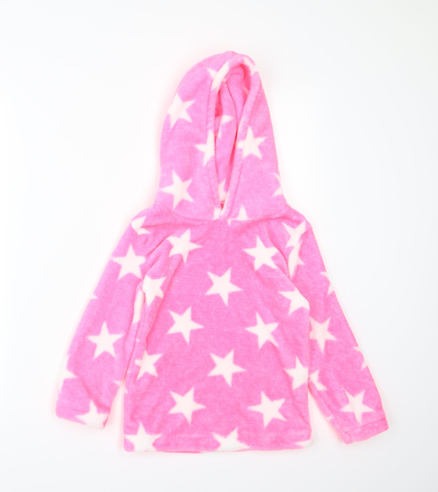 Love Sleep Girls Pink  Fleece Top Pyjama Top Size 7-8 Years  - Neon star print