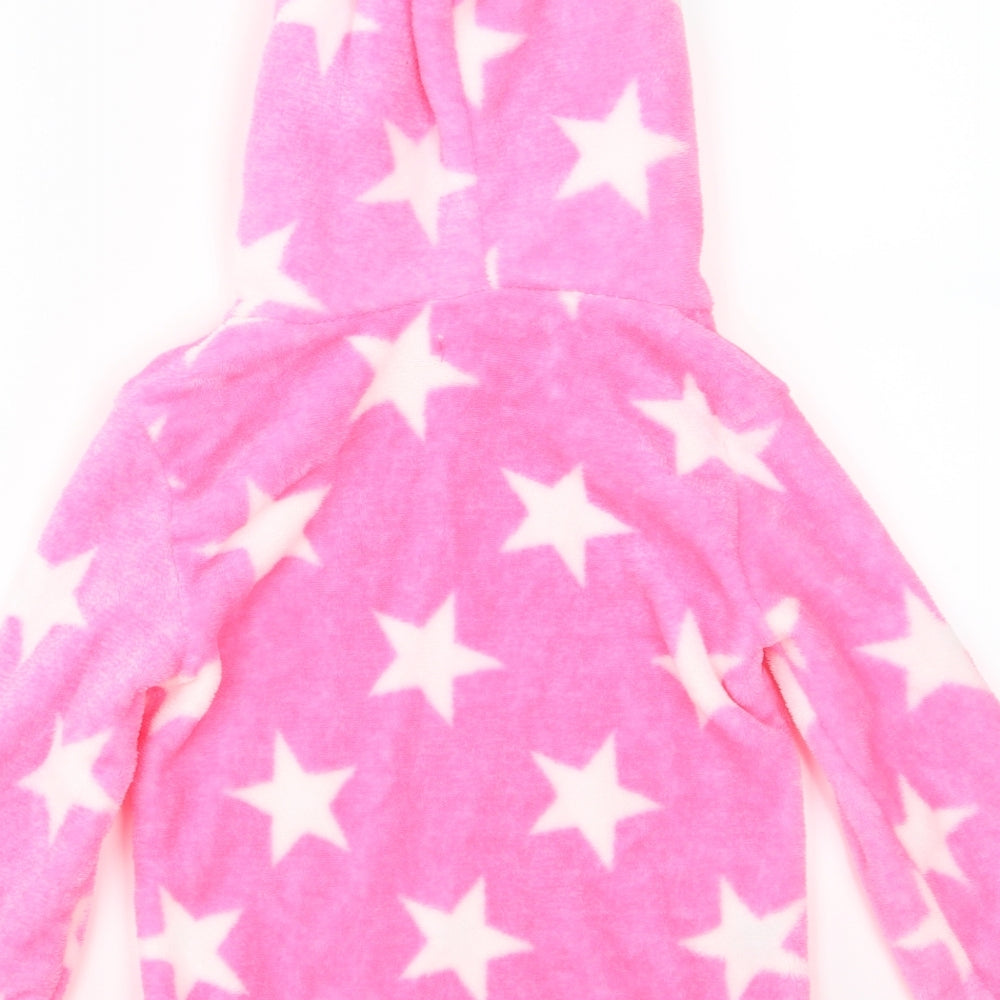 Love Sleep Girls Pink  Fleece Top Pyjama Top Size 7-8 Years  - Neon star print